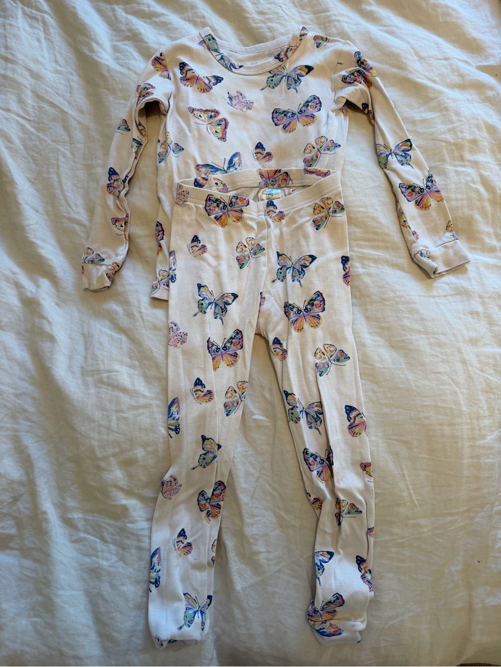 GAP Cream Butterfly Print Two-Piece Pajama Set-5T